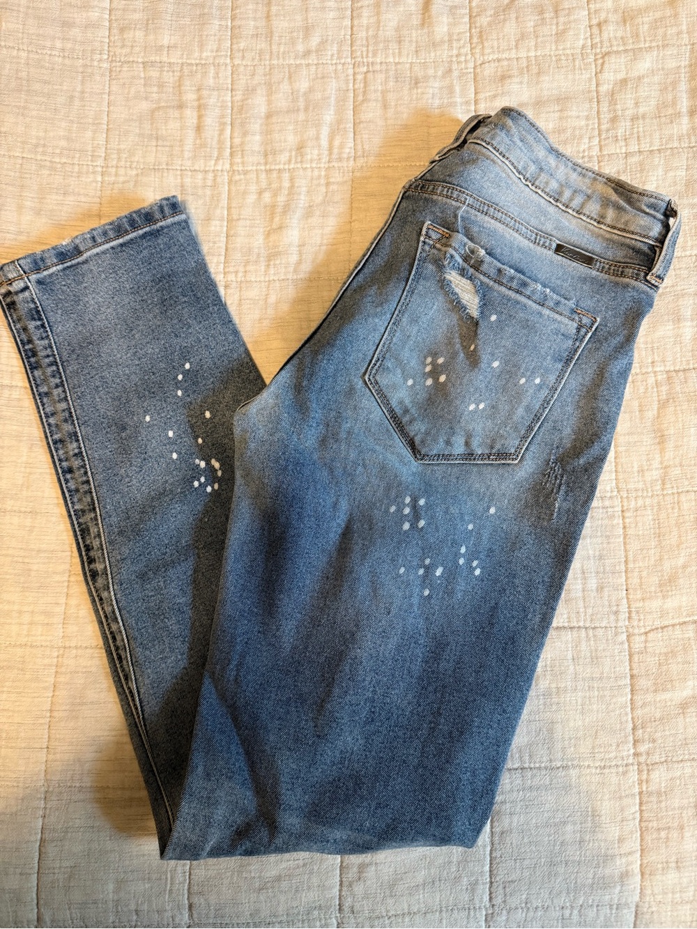 Kancan KC8368L Distressed Skinny Jeans White Paint Splatter Size 3/25